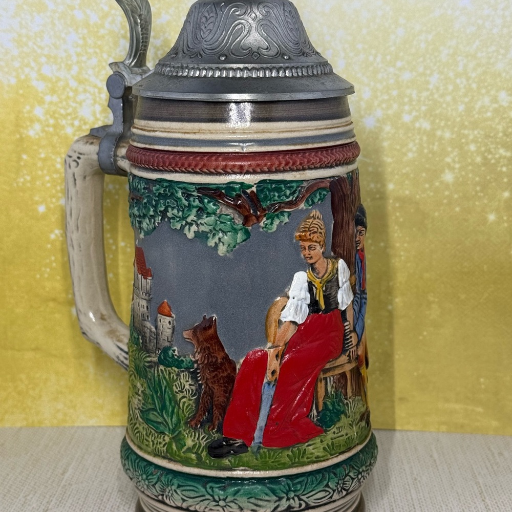 Traditional German Beer Stein with Lid